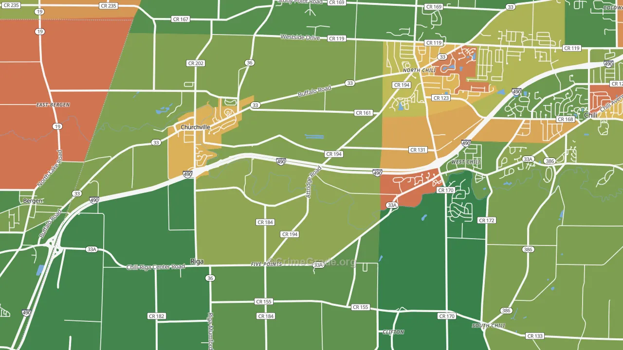 Churchville, NY Map of Arson Rates