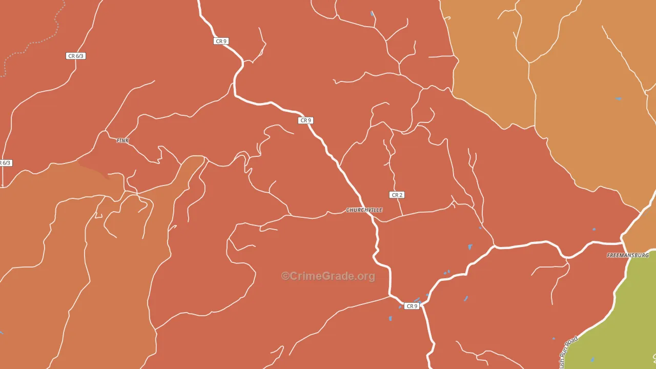 Churchville, WV Map of Arson Rates