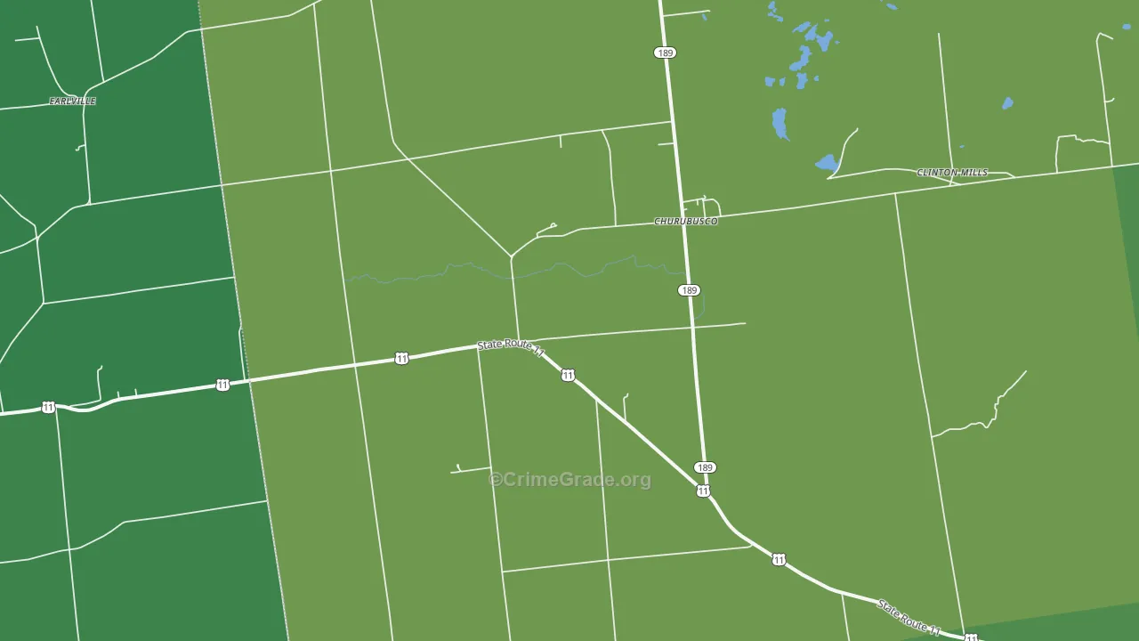Churubusco, NY Map of Arson Rates