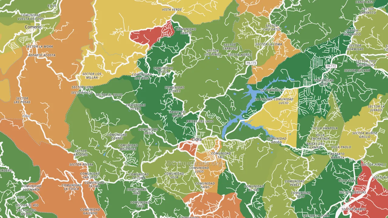 Cidra, PR Map of Arson Rates