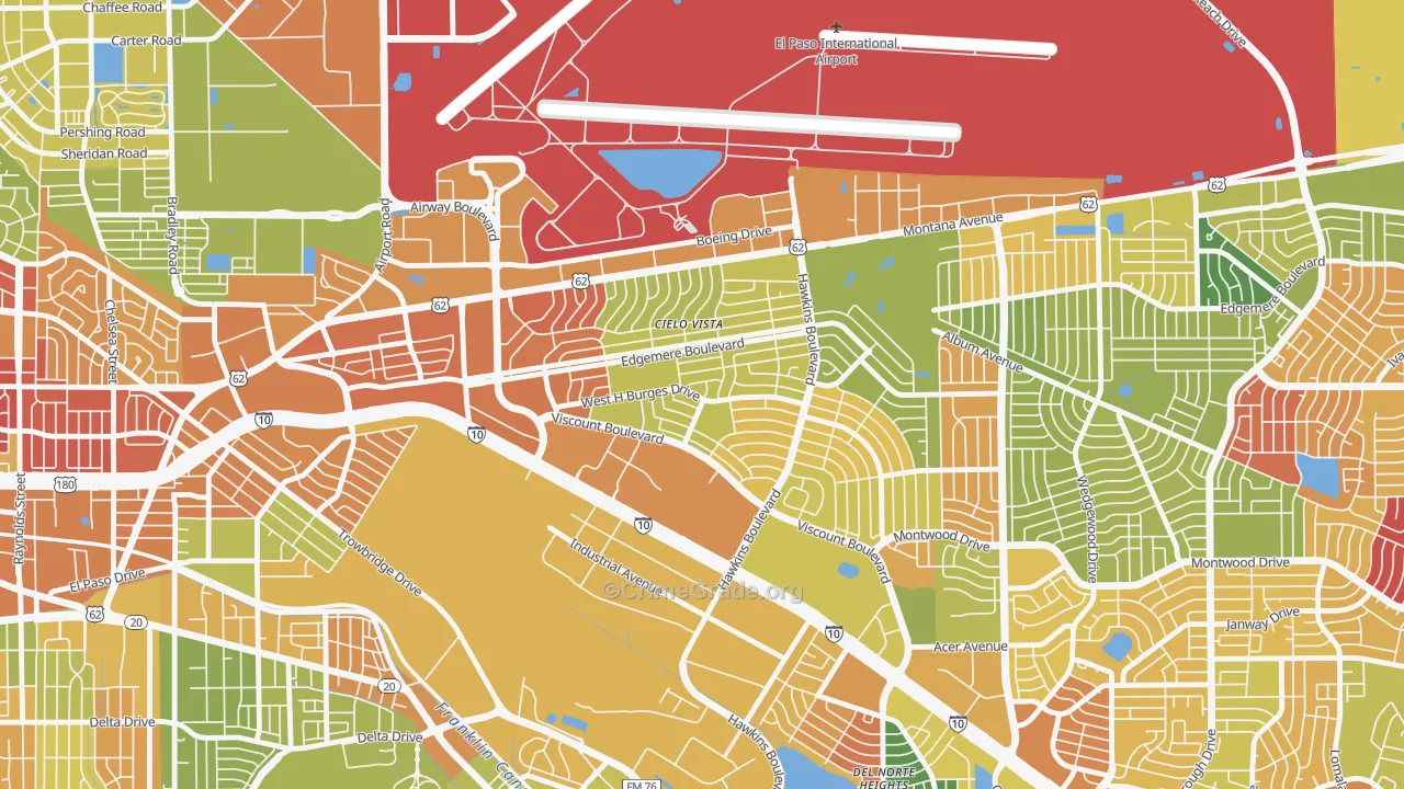 Cielo Vista South, El Paso, TX Map of Arson Rates