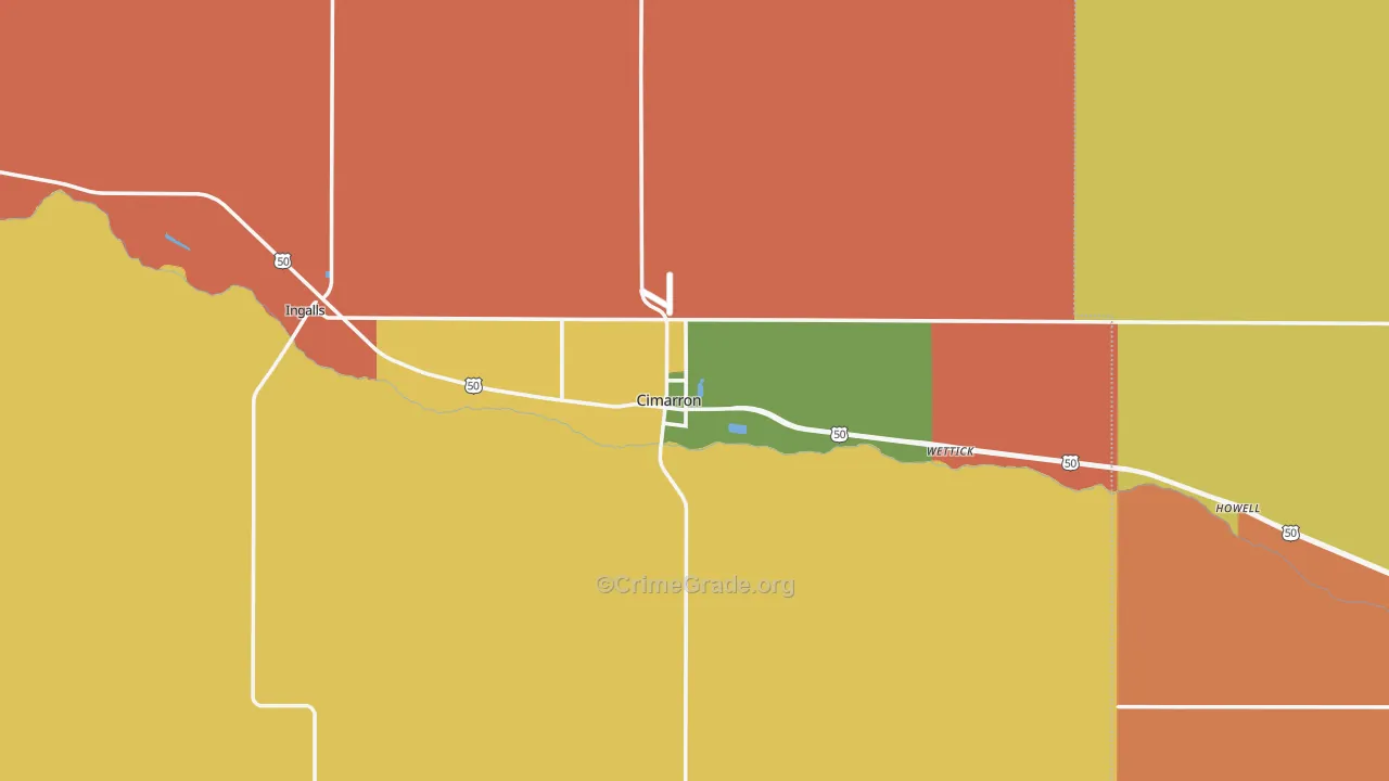 Cimarron, KS Map of Arson Rates