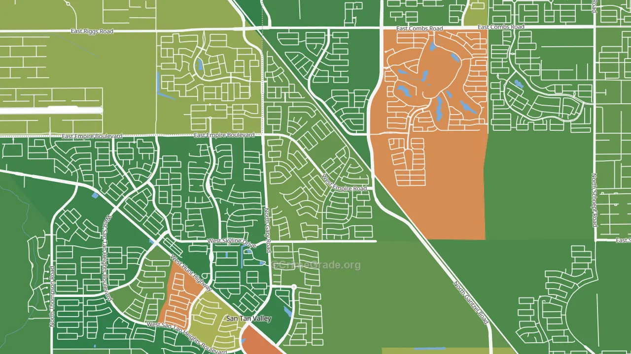 Circle Cross Ranch, San Tan Valley, AZ Map of Arson Rates