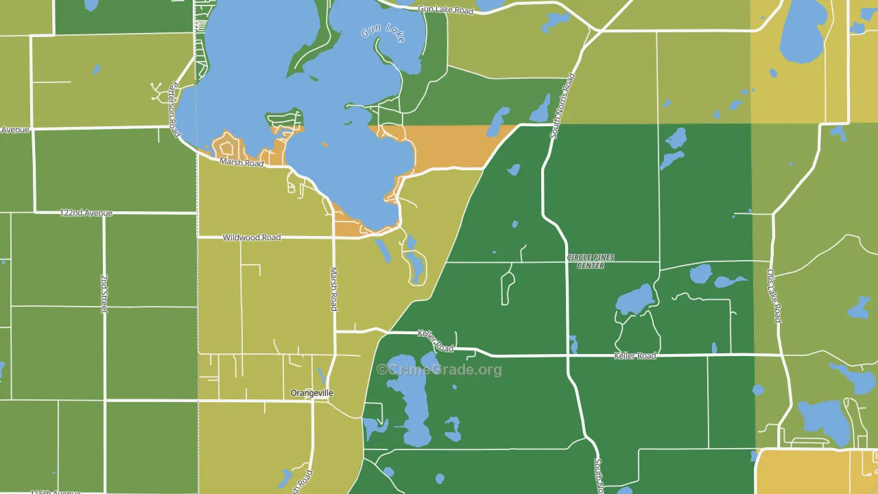 Circle Pine Center, MI Map of Arson Rates