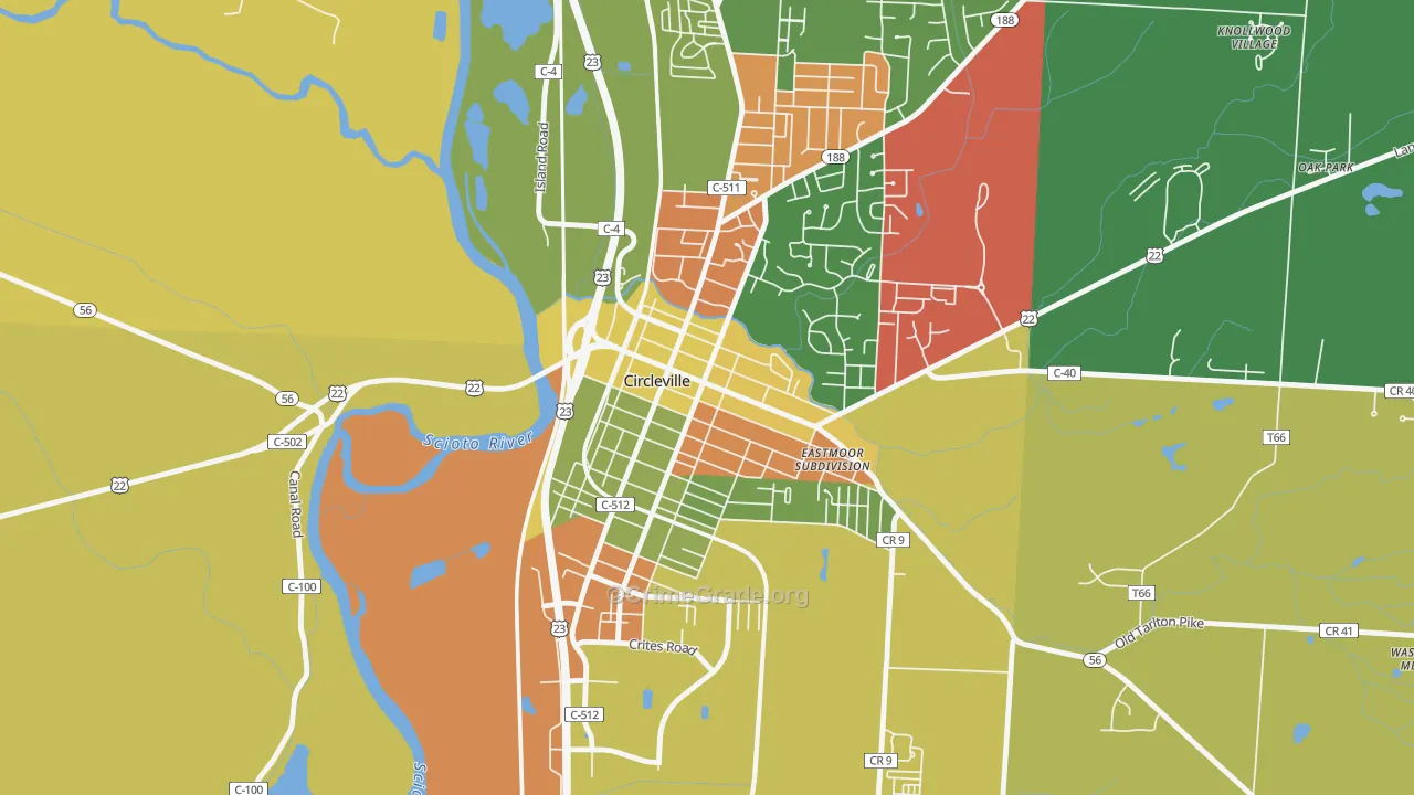 Circleville Historic District, Circleville, OH Map of Arson Rates