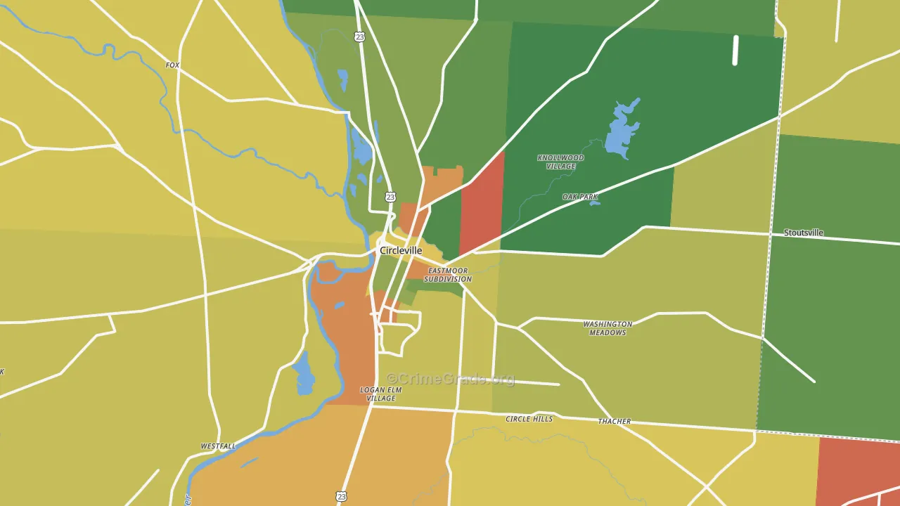 Circleville, OH Map of Arson Rates