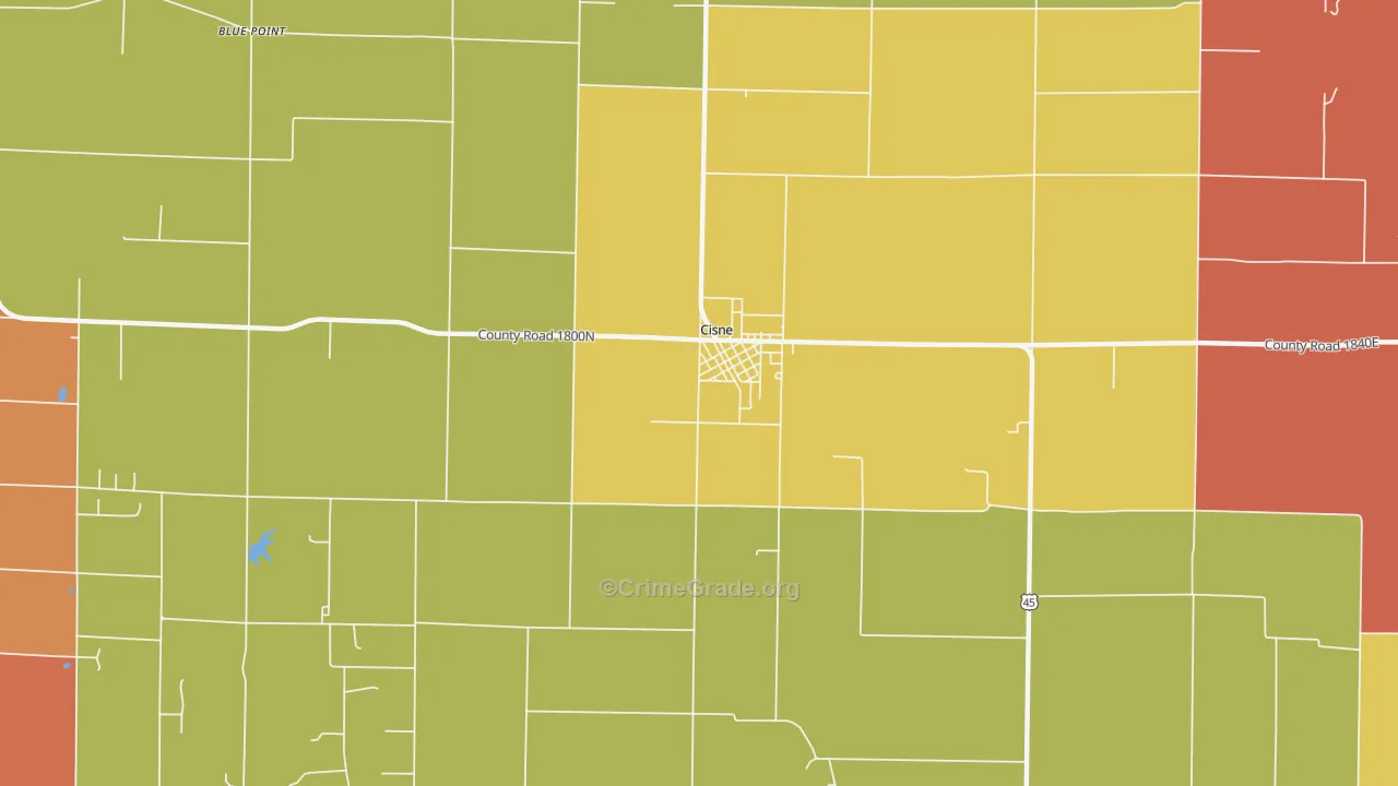 Cisne, IL Map of Arson Rates