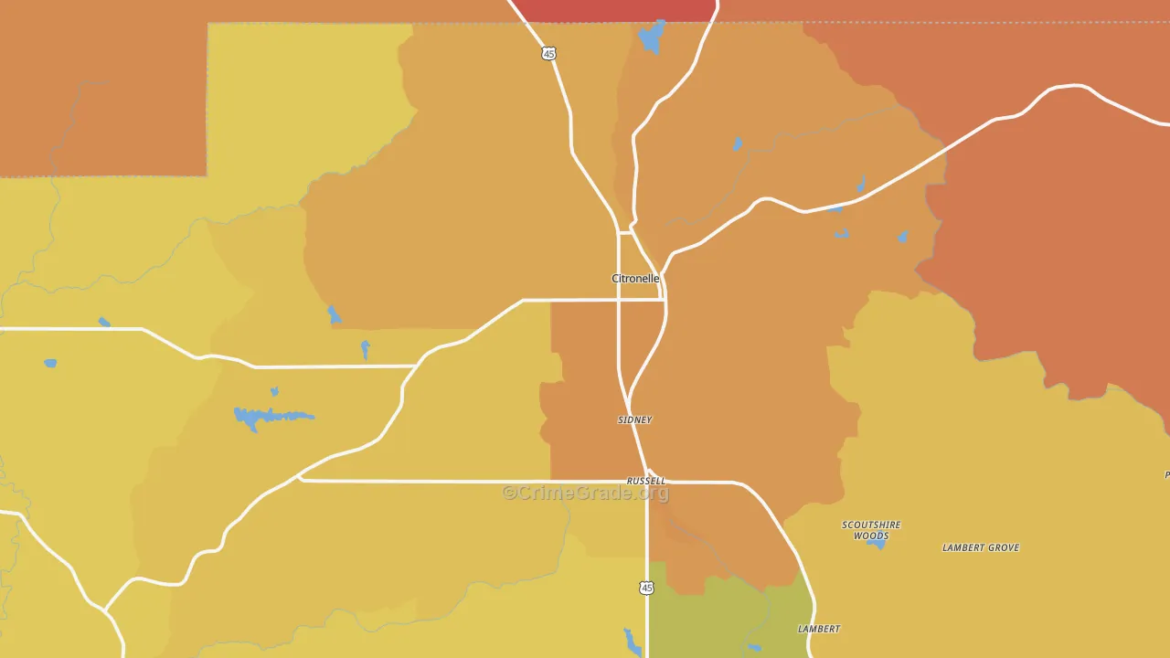 Citronelle, AL Map of Arson Rates