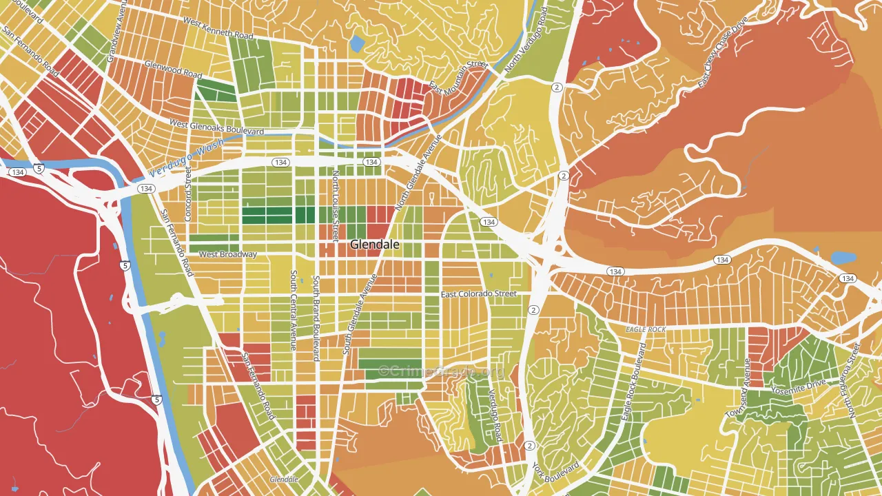 Citrus Grove, Glendale, CA Map of Arson Rates