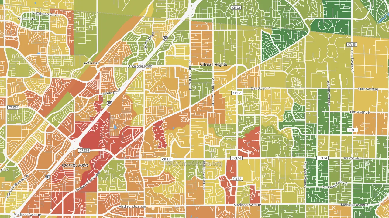 Citrus Heights, CA Map of Arson Rates