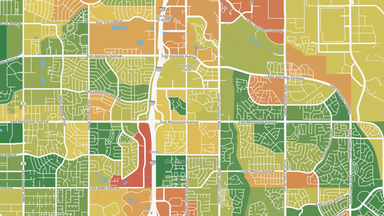 City Center, Aurora, CO Map of Arson Rates