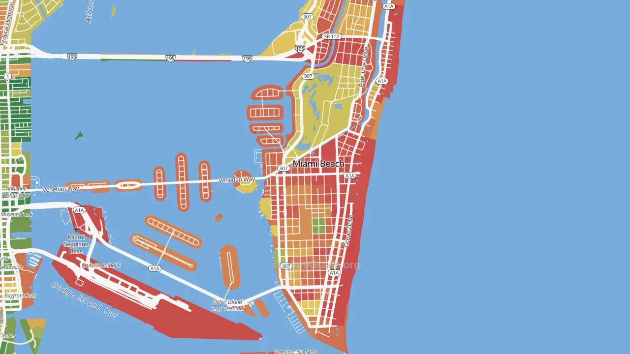 City Center, Miami Beach, FL Map of Arson Rates