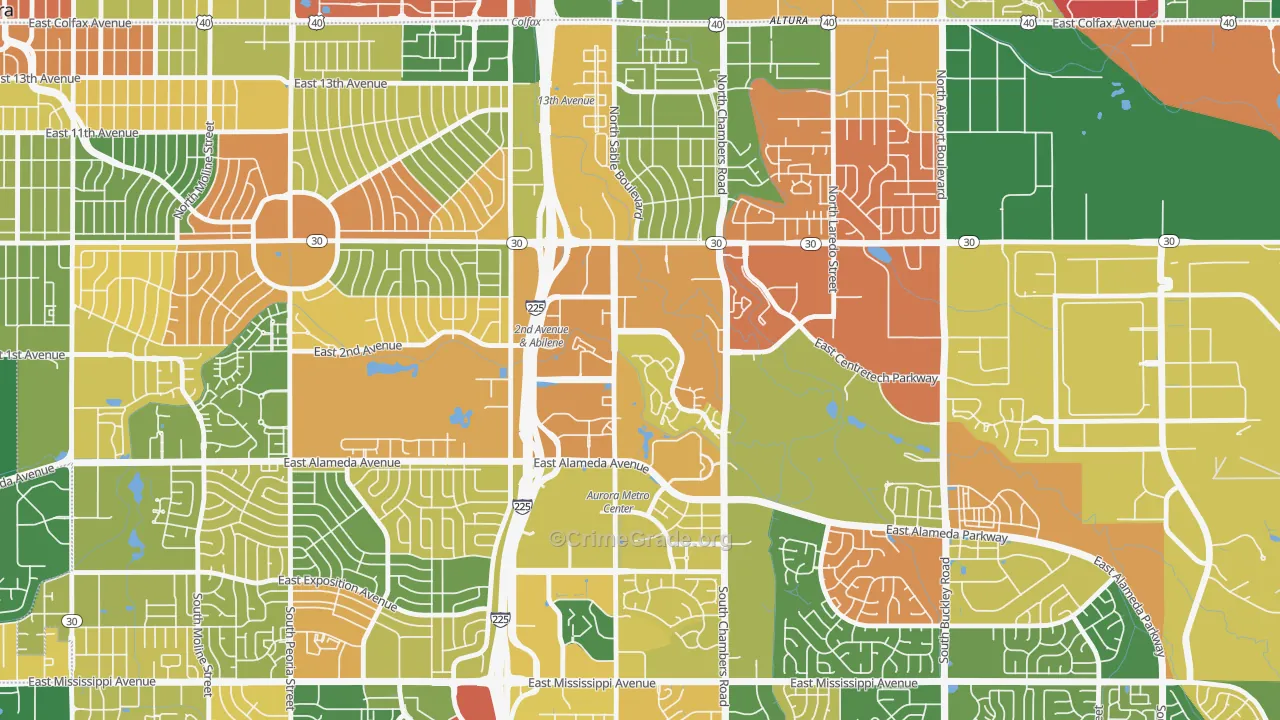 City Center North, Aurora, CO Map of Arson Rates