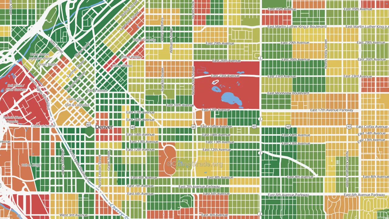 City Park, Denver, CO Map of Arson Rates