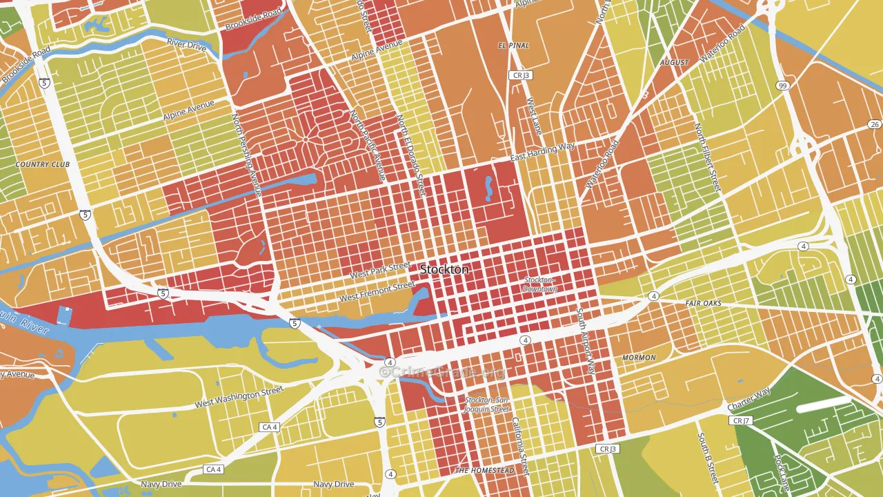 Civic Center, Stockton, CA Map of Arson Rates