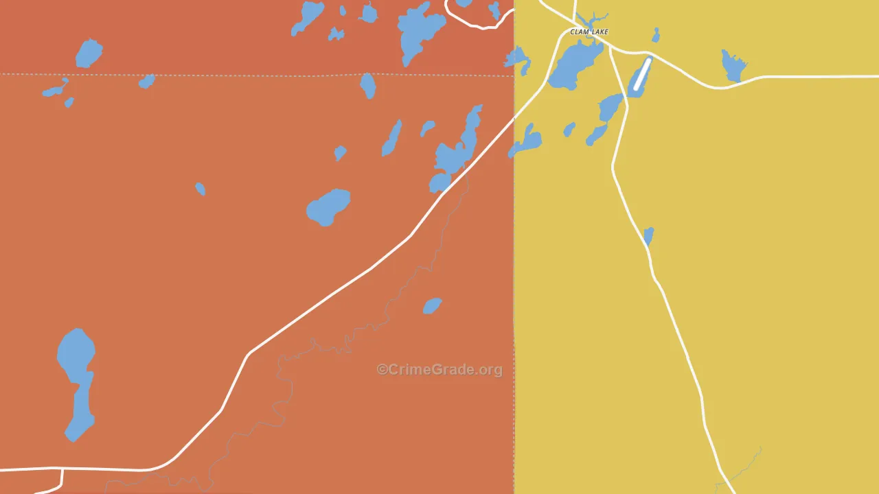 Clam Lake, WI Map of Arson Rates