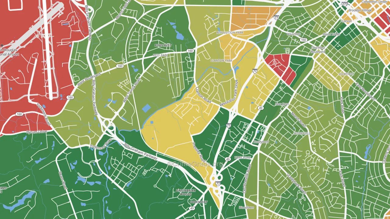 Clanton Park-Roseland, Charlotte, NC Map of Arson Rates