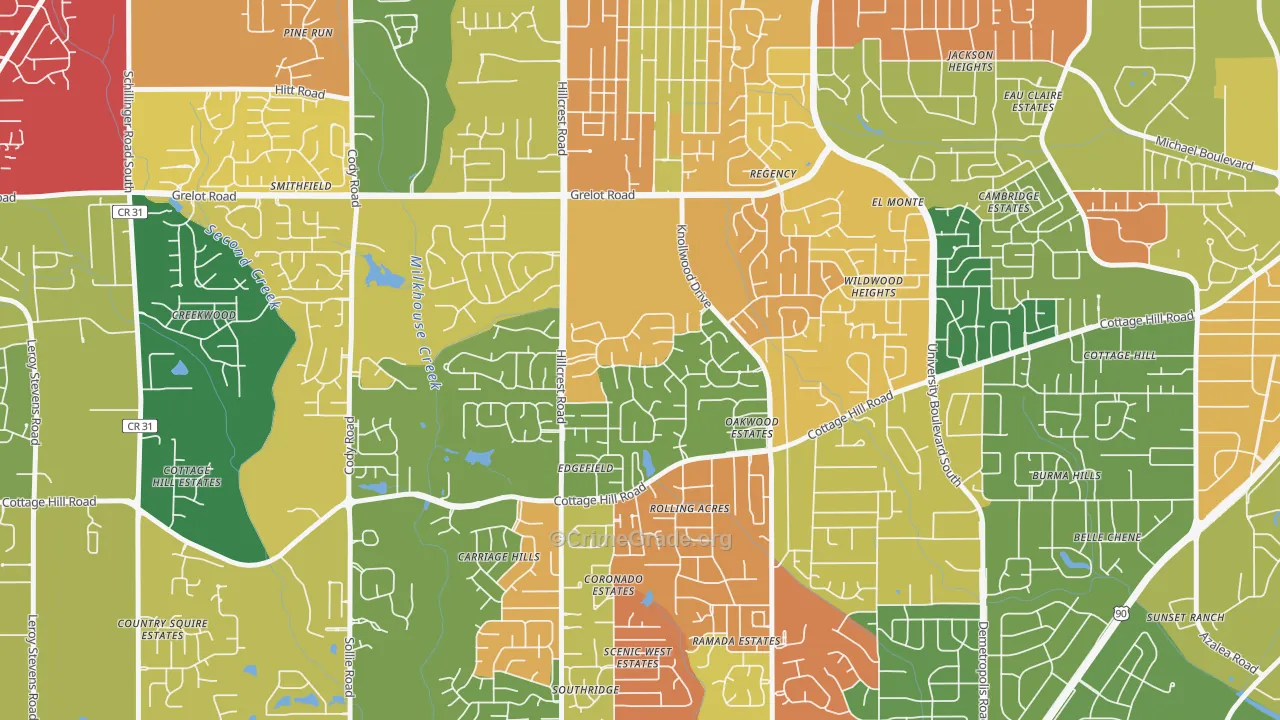 Claremont, Mobile, AL Map of Arson Rates