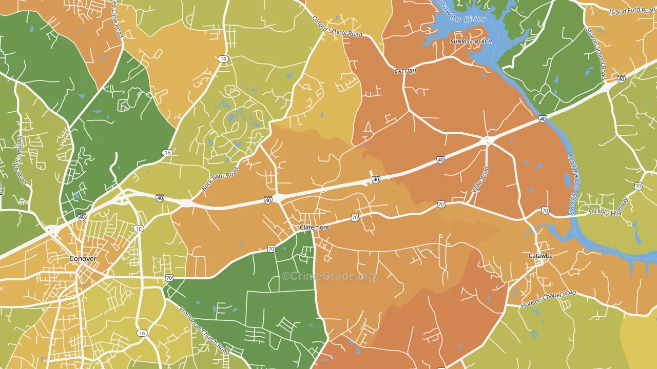 Claremont, NC Map of Arson Rates