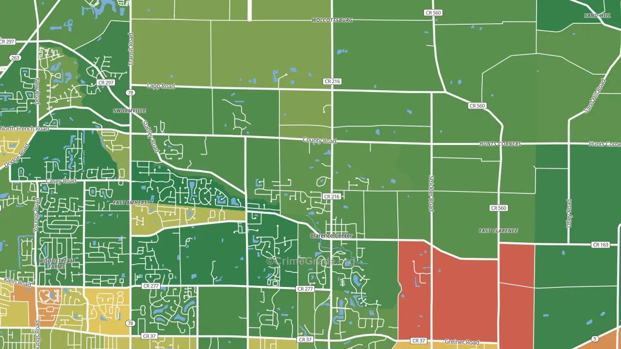 Clarence Center, NY Map of Arson Rates