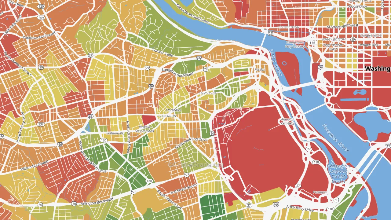 Clarendon, Arlington, VA Map of Arson Rates