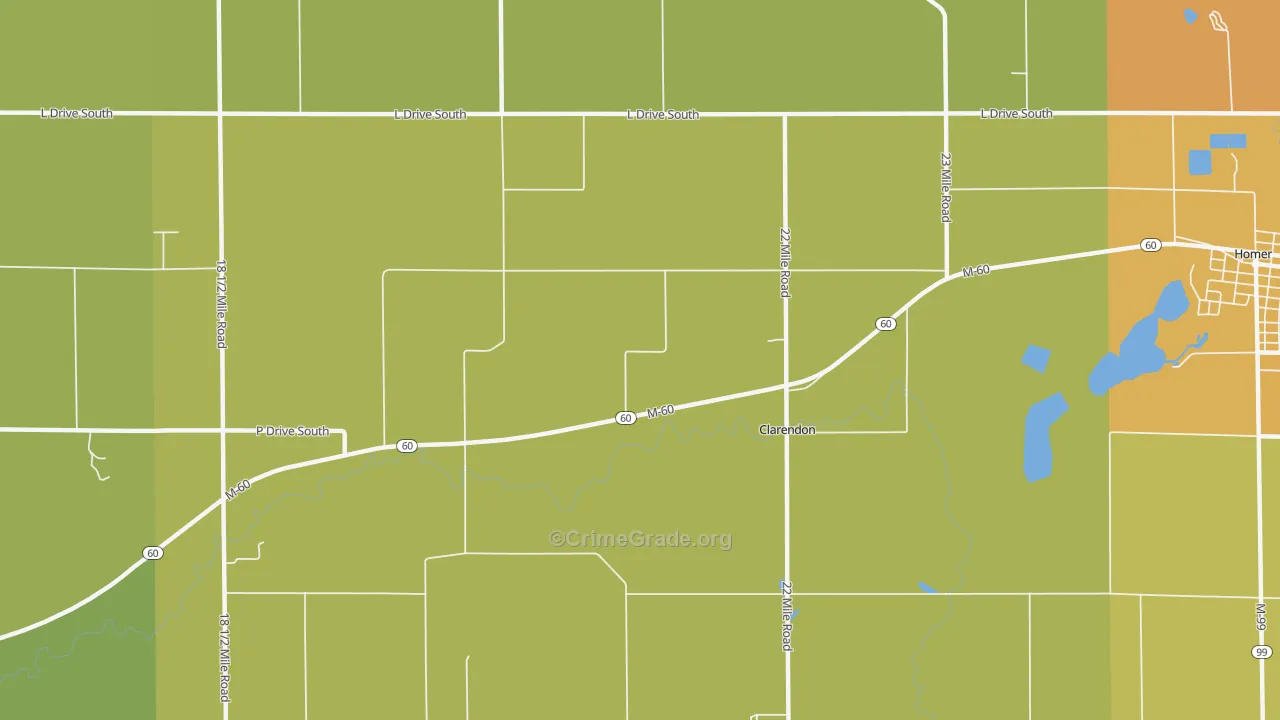 Clarendon, MI Map of Arson Rates