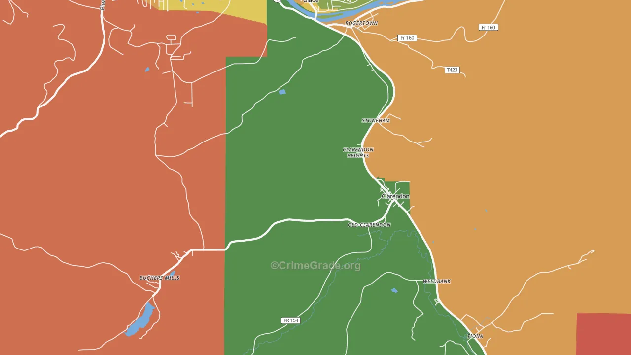 Clarendon, PA Map of Arson Rates