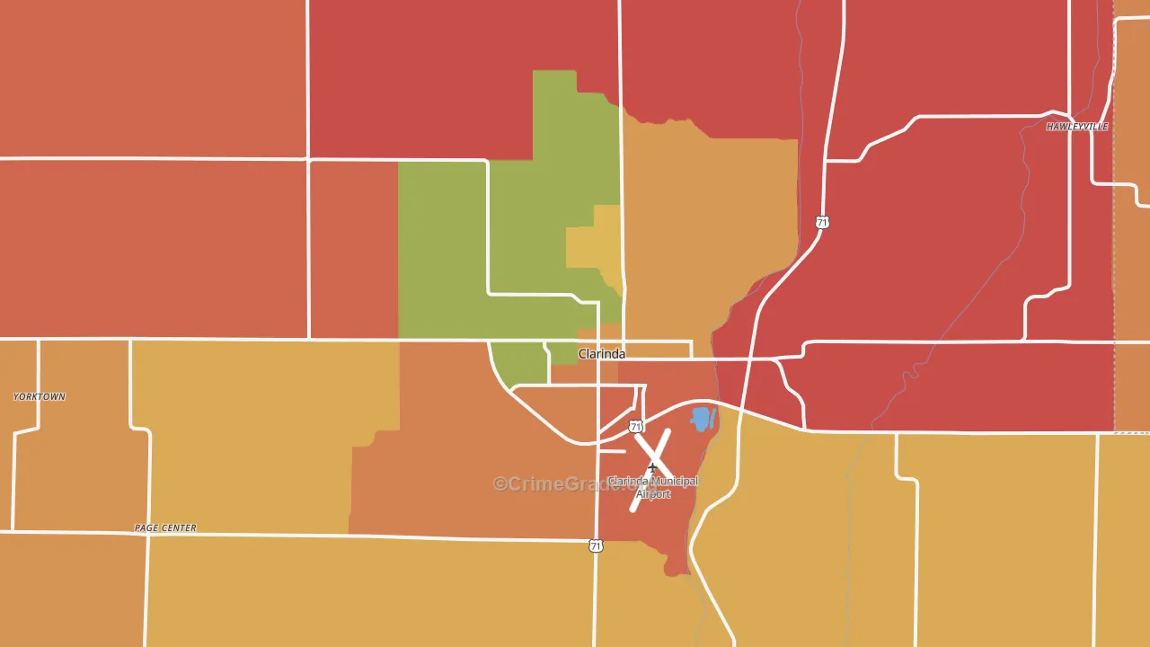 Clarinda, IA Map of Arson Rates