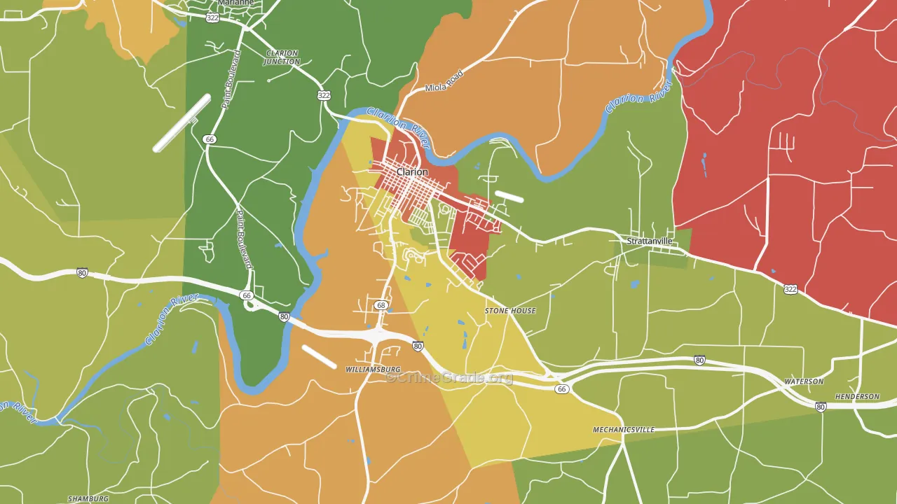 Clarion, PA Map of Arson Rates