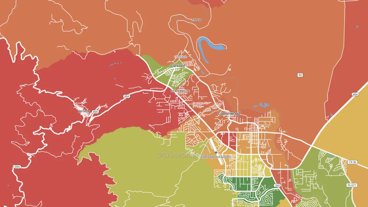 Clarkdale, AZ Map of Arson Rates