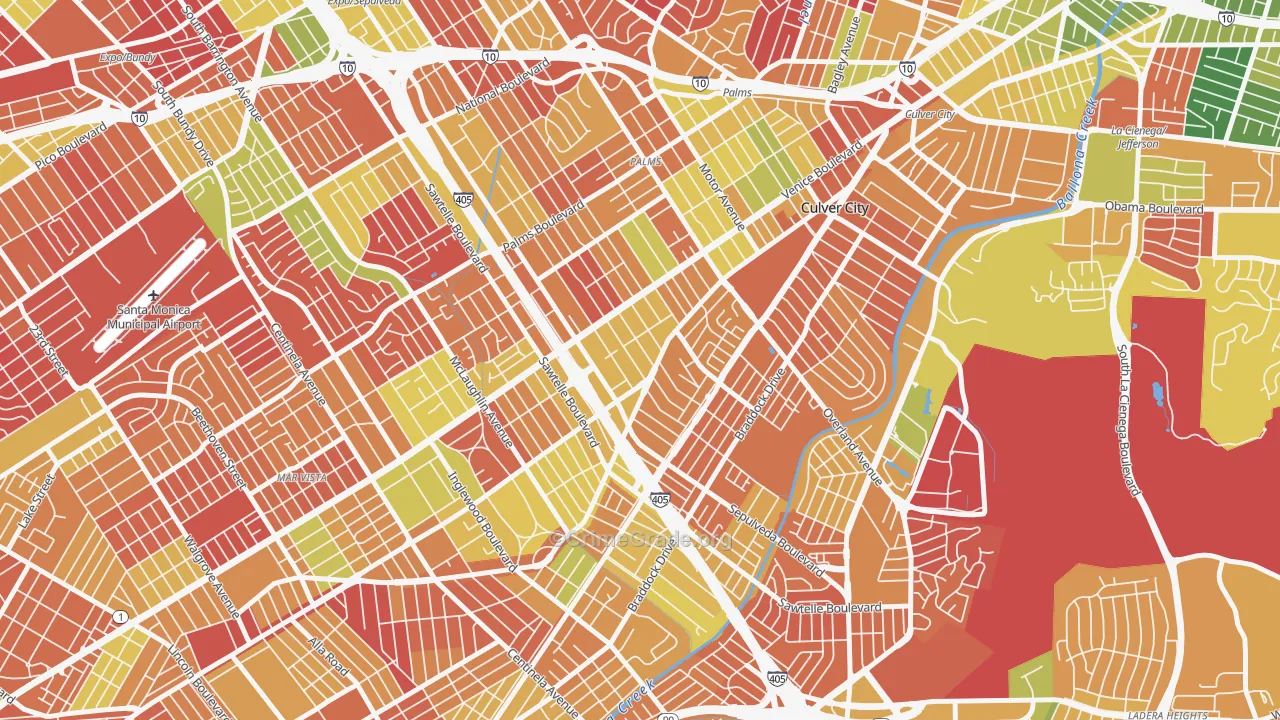 Clarkdale, Culver City, CA Map of Arson Rates