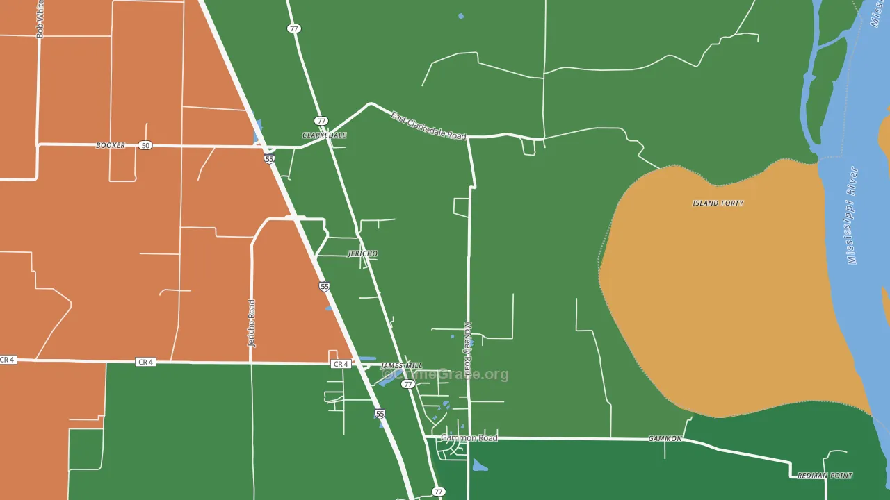Clarkedale, AR Map of Arson Rates