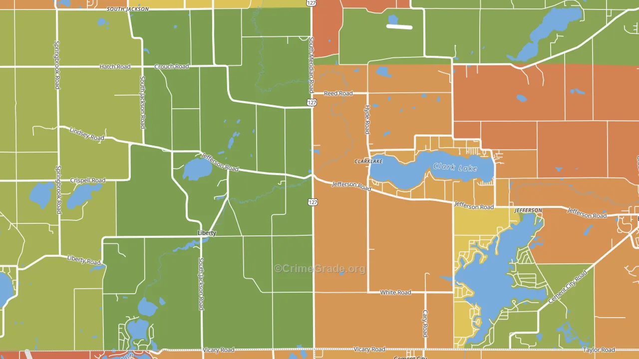 Clarklake, MI Map of Arson Rates