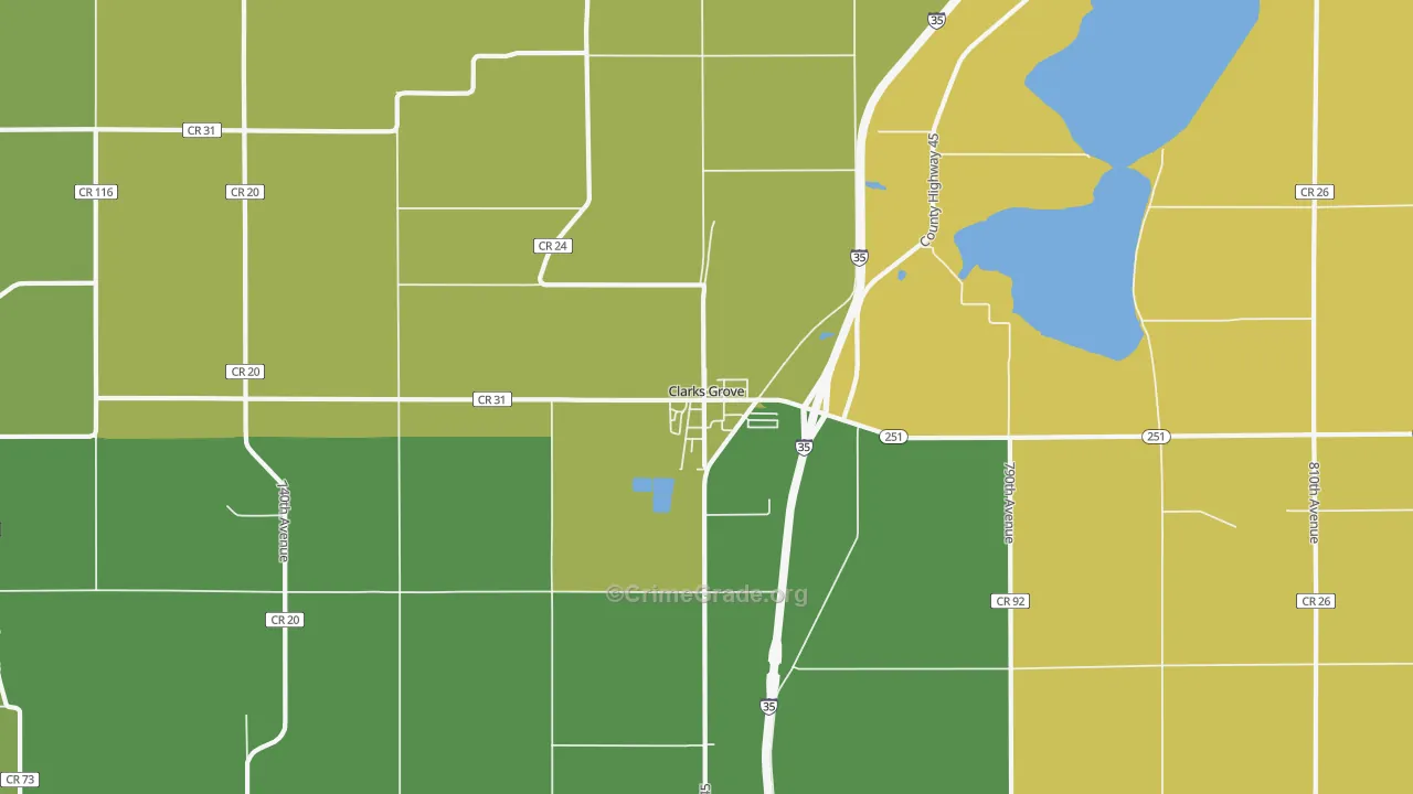 Clarks Grove, MN Map of Arson Rates