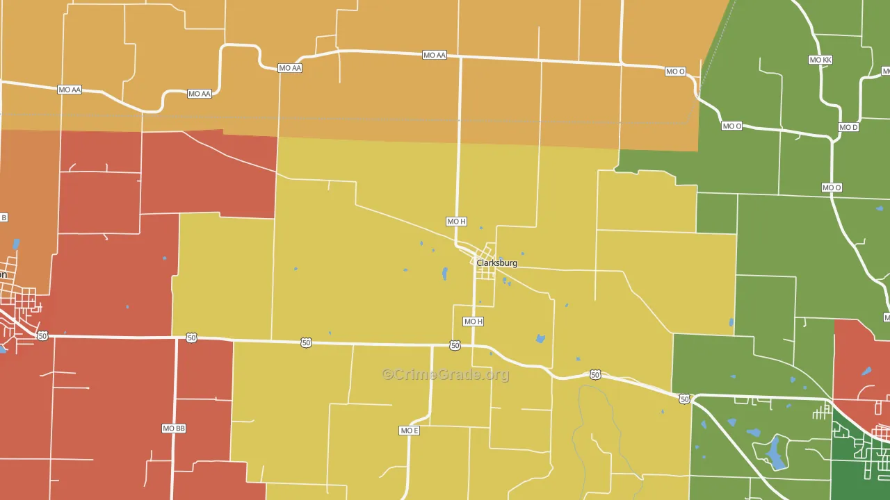 Clarksburg, MO Map of Arson Rates