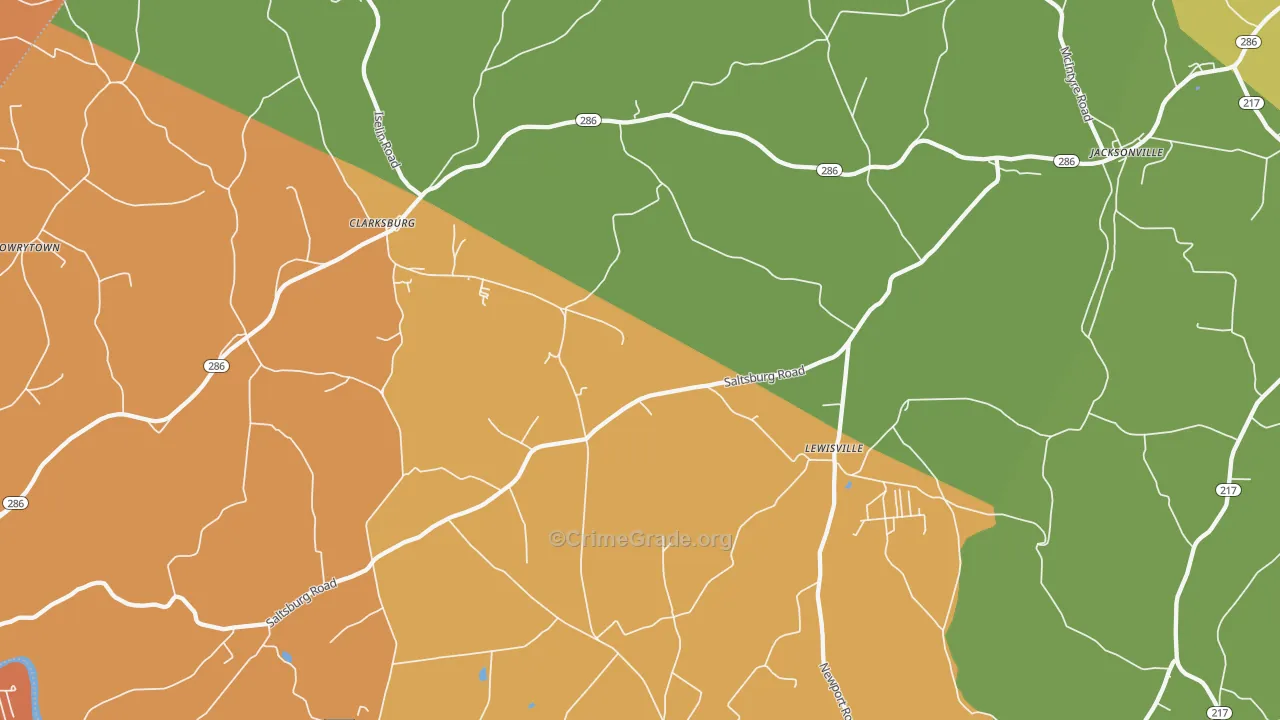 Clarksburg, PA Map of Arson Rates