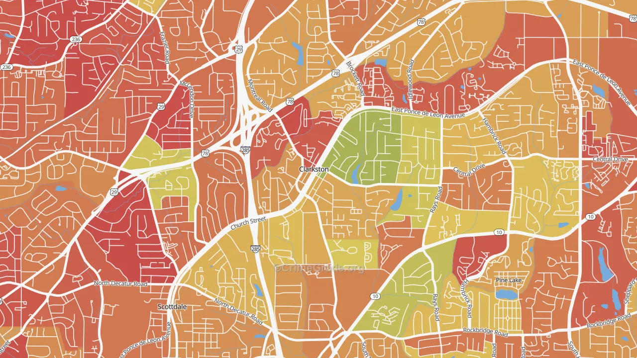 Clarkston, GA Map of Arson Rates