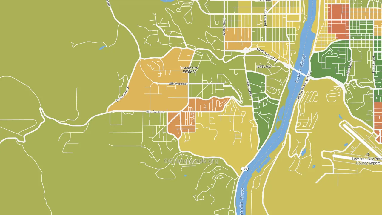 Clarkston Heights-Vineland, WA Map of Arson Rates