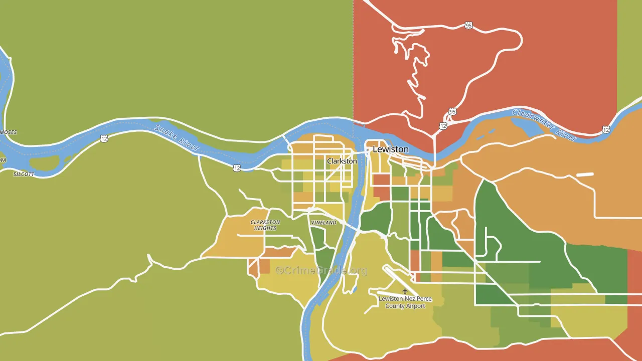 Clarkston, WA Map of Arson Rates