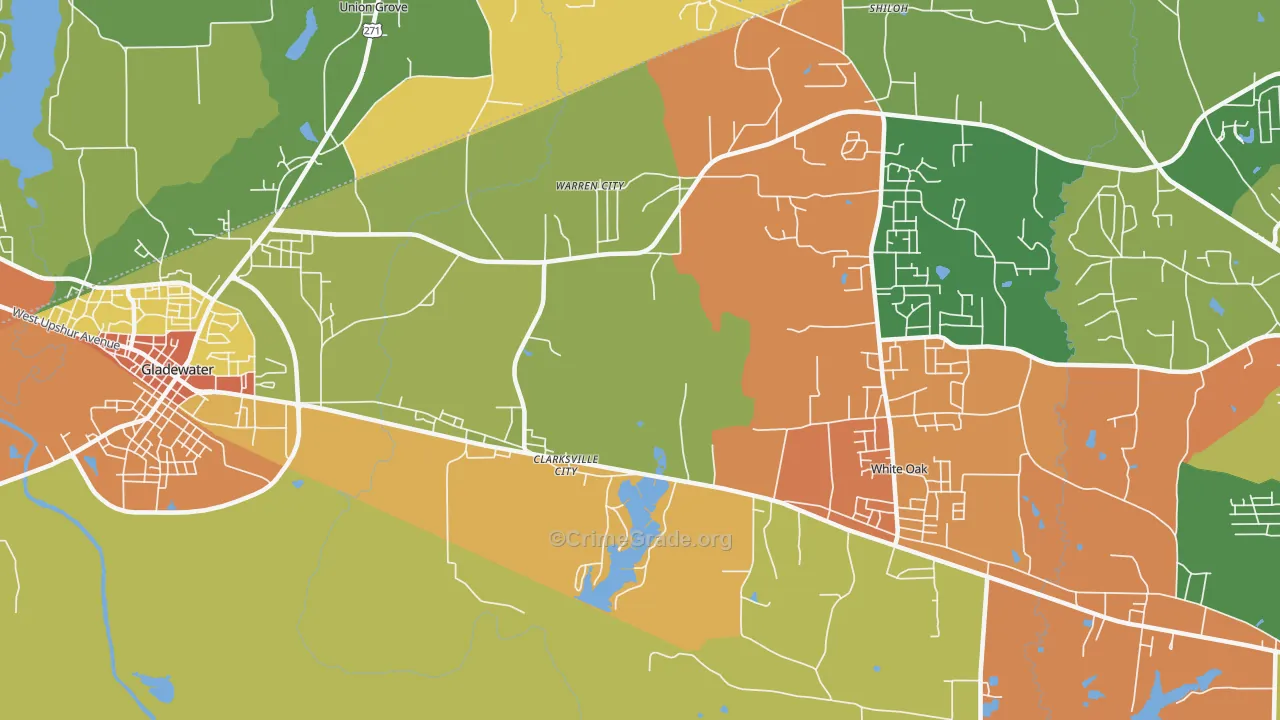 Clarksville City, TX Map of Arson Rates