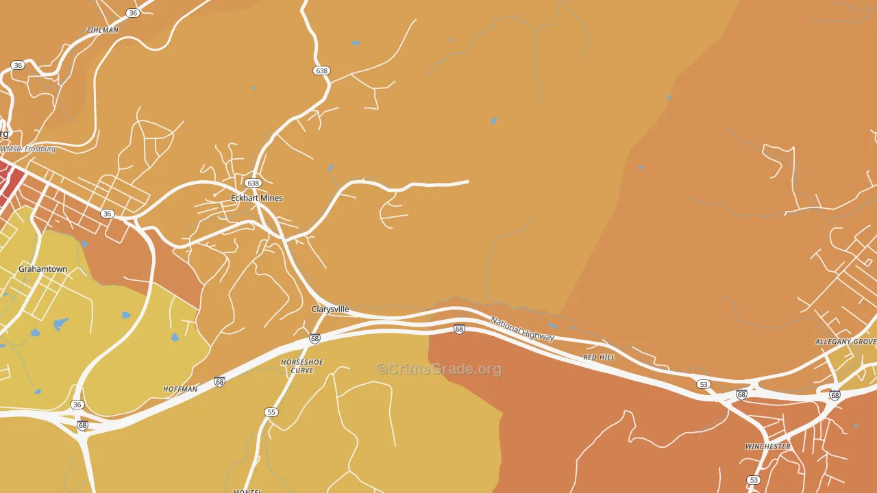 Clarysville, MD Map of Arson Rates