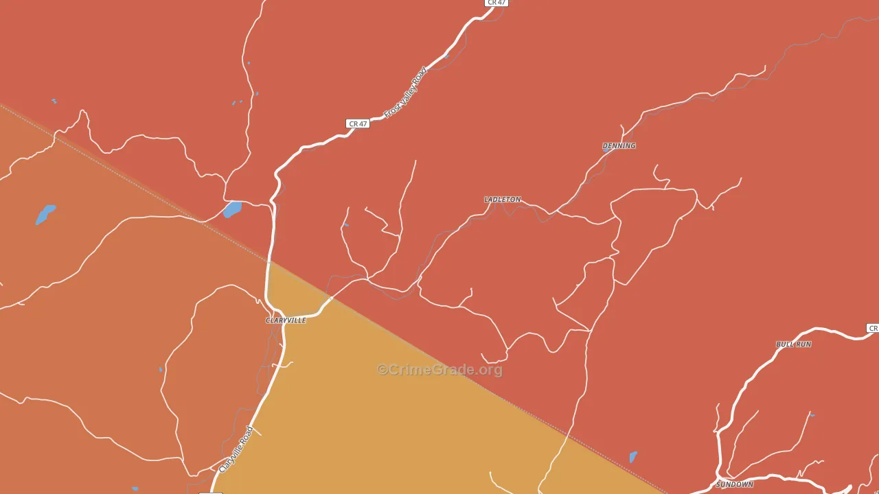 Claryville, NY Map of Arson Rates