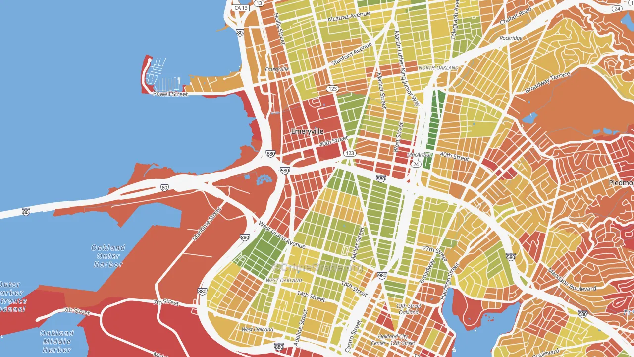 Clawson, Emeryville, CA Map of Arson Rates