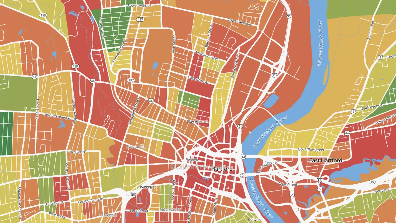 Clay Arsenal, Hartford, CT Map of Arson Rates