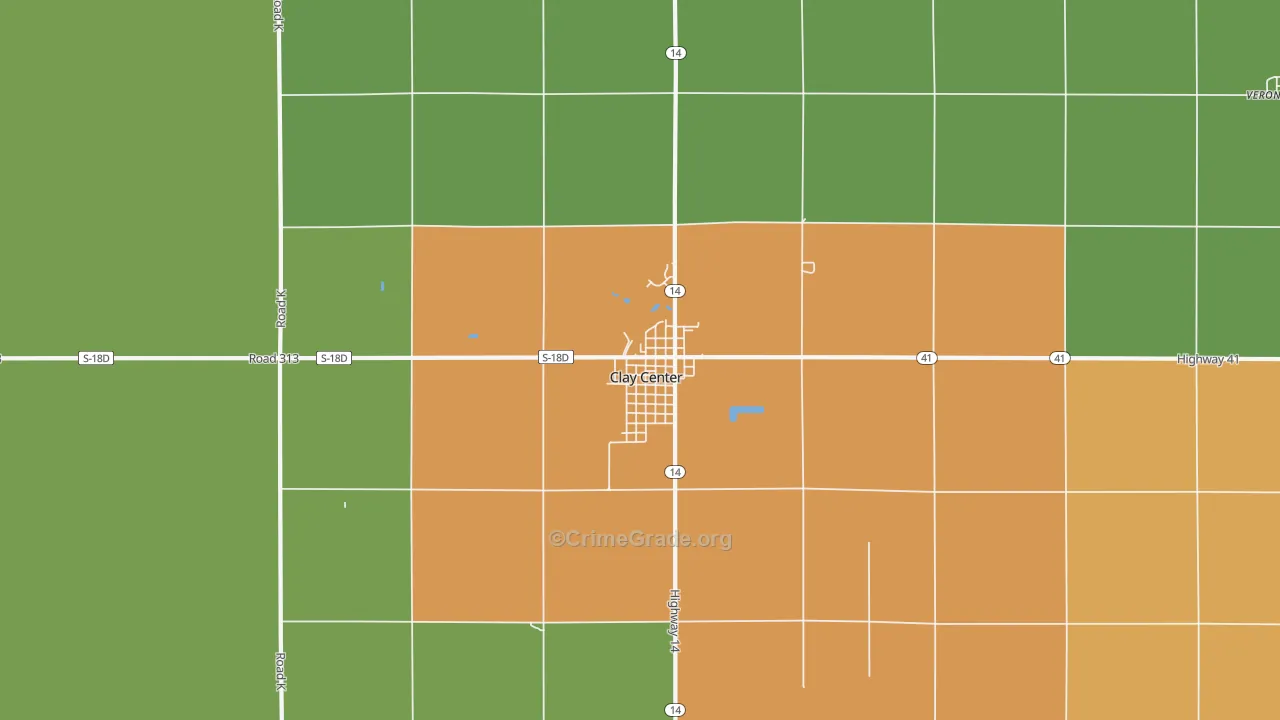Clay Center, NE Map of Arson Rates