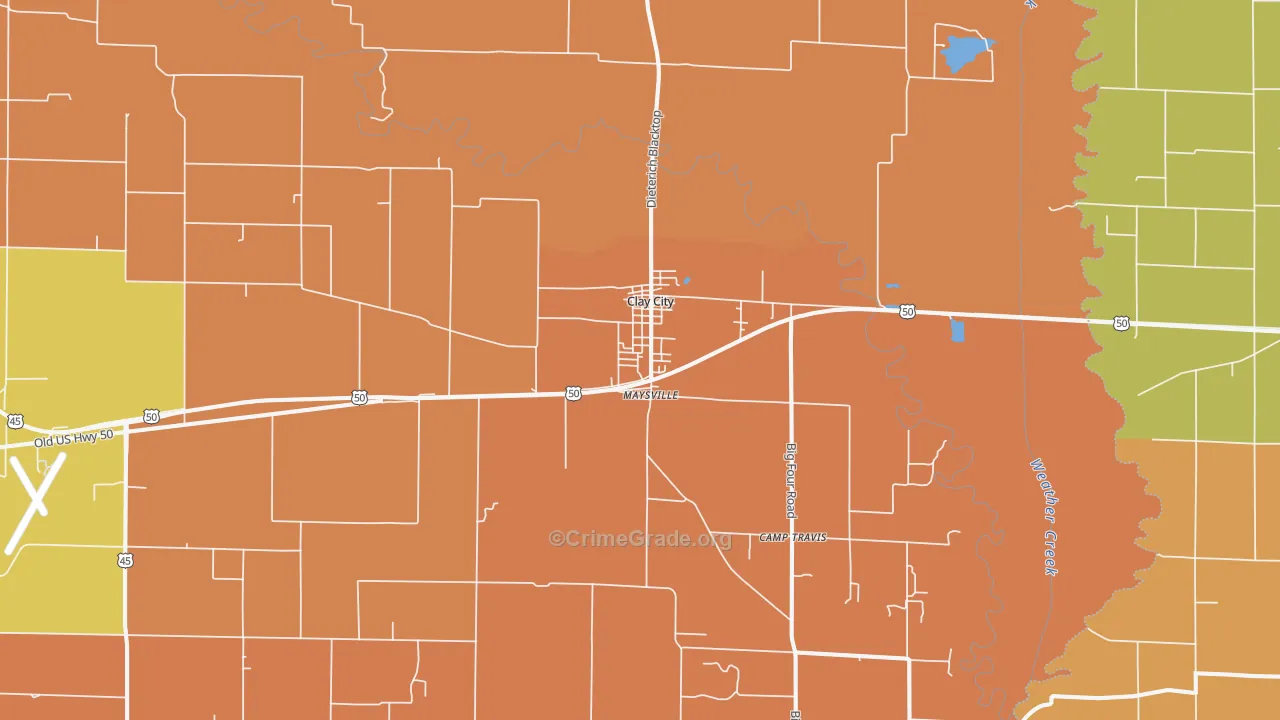 Clay City, IL Map of Arson Rates