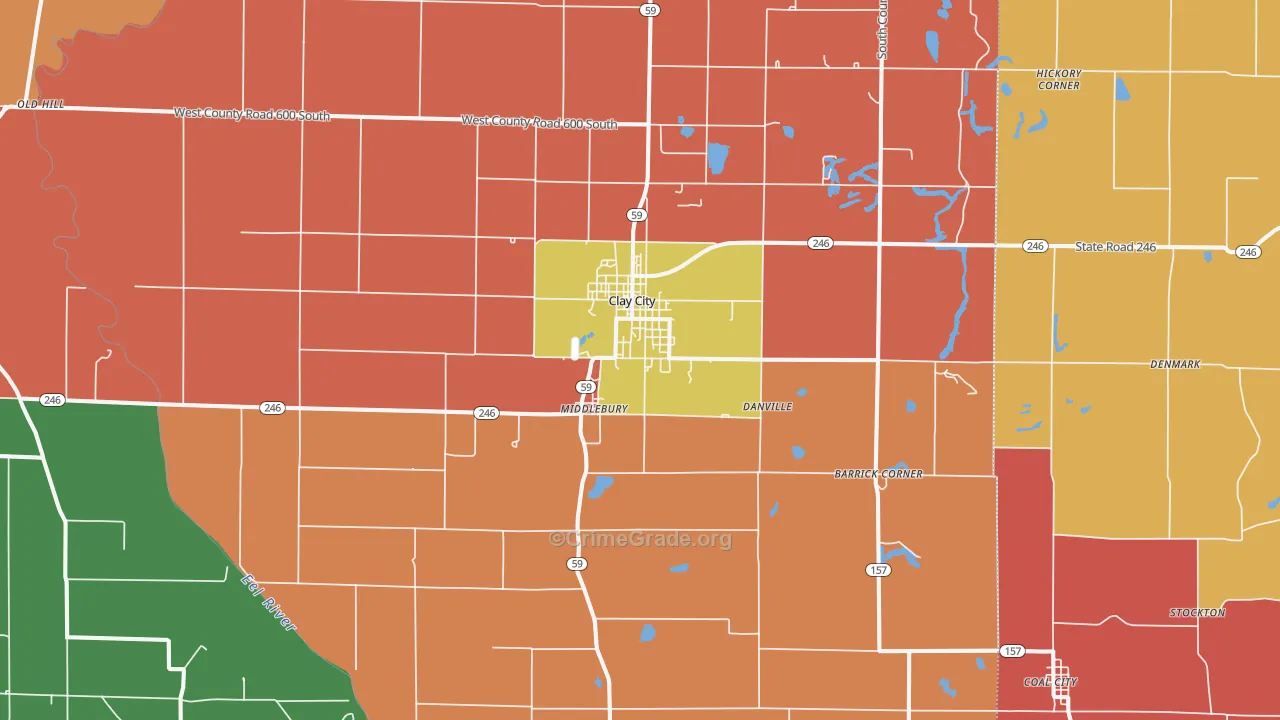 Clay City, IN Map of Arson Rates