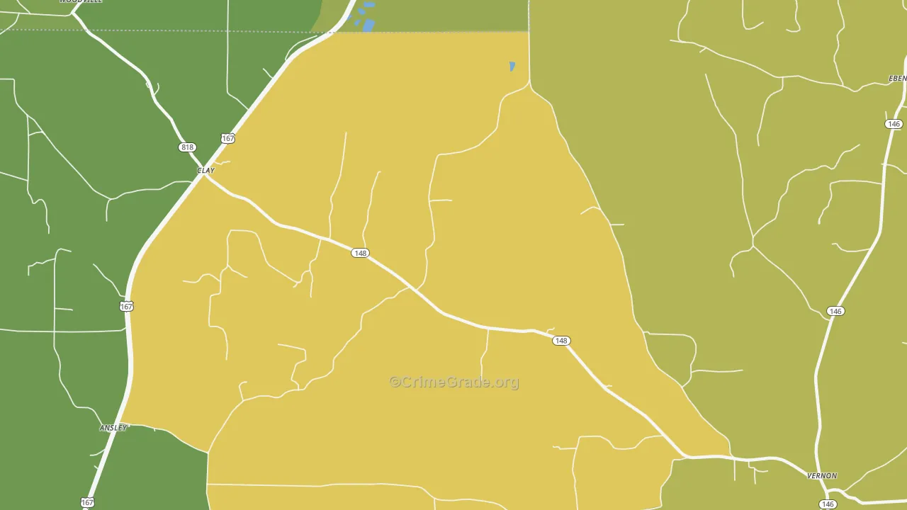 Clay, LA Map of Arson Rates