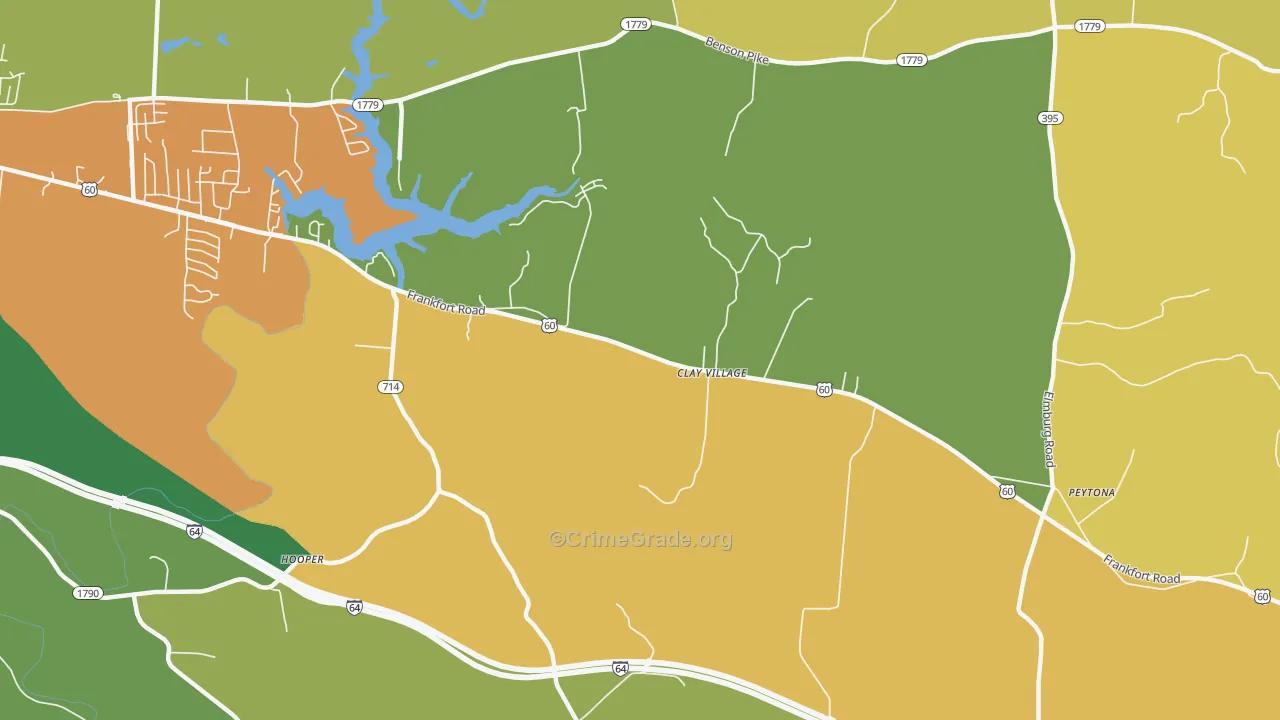 Clay Village, KY Map of Arson Rates