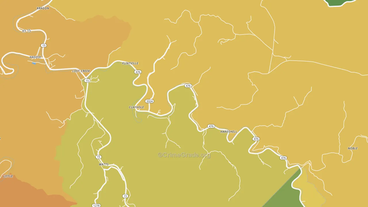 Clayhole, KY Map of Arson Rates